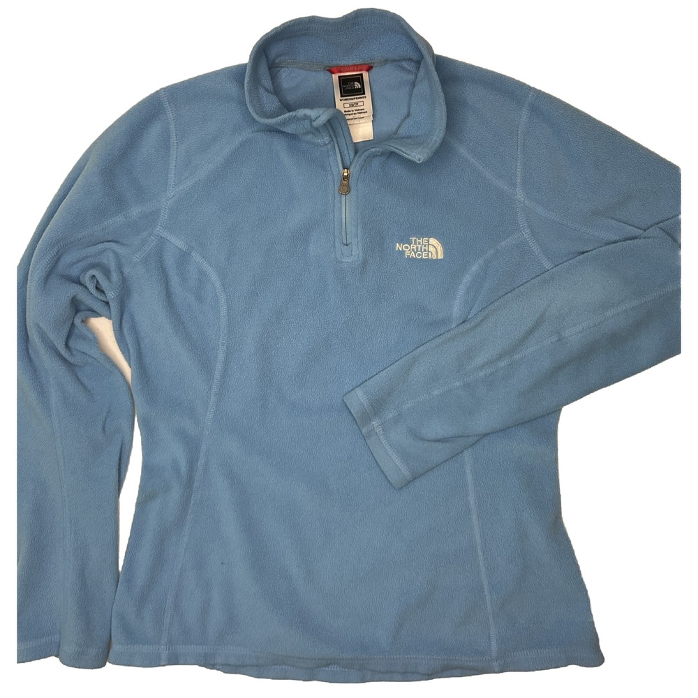The North Face Fleece Pullover Women Sz‎ XS Mock Neck Lightweight Sweater Blue